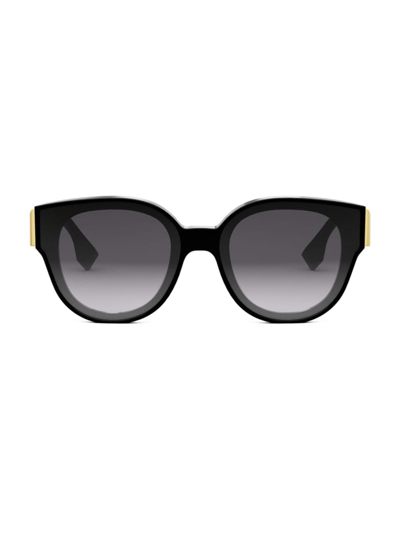 Shop Fendi Women's  First 63mm Round Sunglasses In Black Smoke