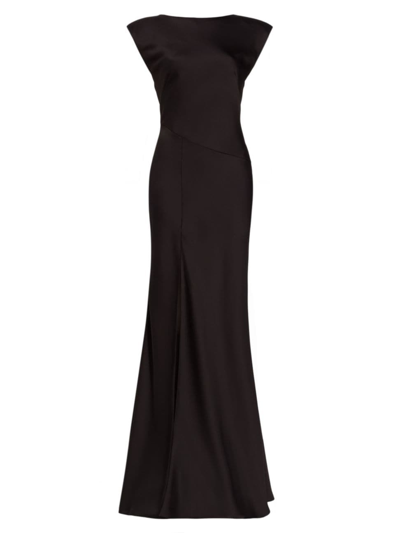 Shop Ramy Brook Women's Joanna Satin Cowl-back Gown In Black