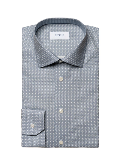 Shop Eton Men's Contemporary-fit Geometric Dress Shirt In Blue