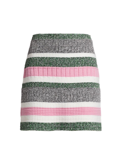 Shop Barrie Women's Striped Cashmere Mini Skirt In  Brume Marl Lamaine