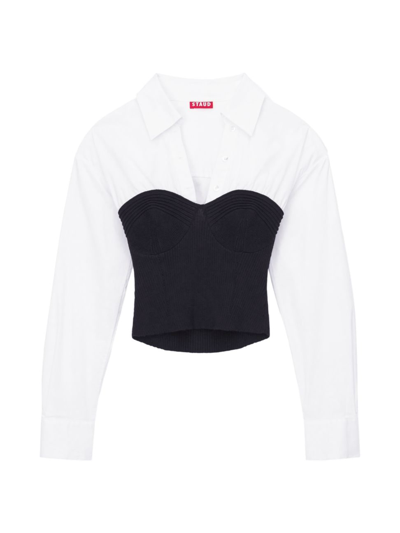 Shop Staud Women's Hazel Bustier Shirt In Black White
