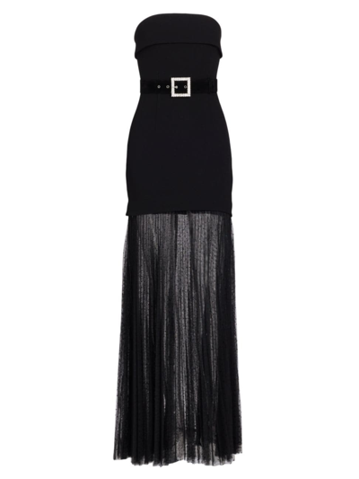 Shop Rebecca Vallance Women's Yvonne Belted Strapless Gown In Black