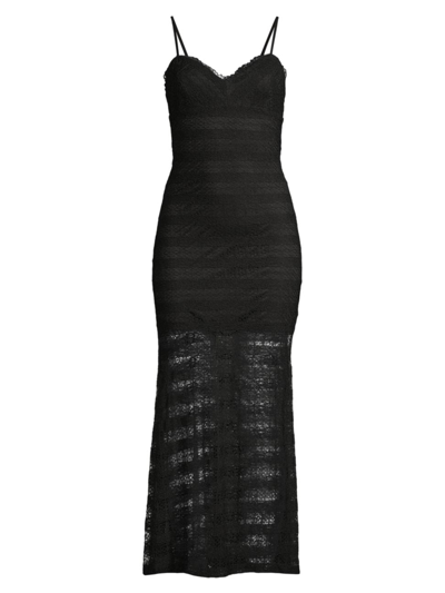 Shop Bardot Women's Flynn Semi-sheer Lace Midi-dress In Black