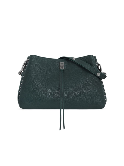 Shop Rebecca Minkoff Women's Darren Medium Studded Leather Shoulder Bag In Deep Jade
