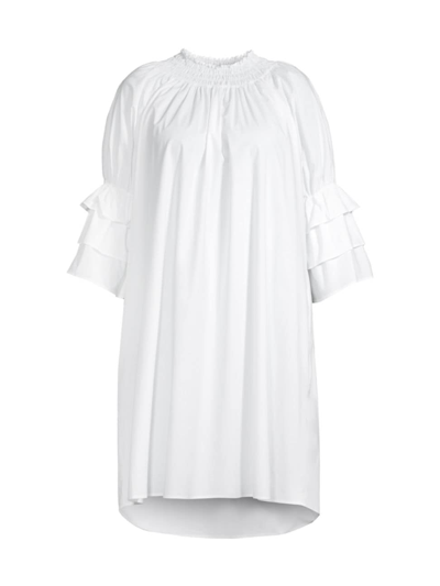 Shop Harshman Women's Plus Size Daphne Cotton Knee-length Dress In White