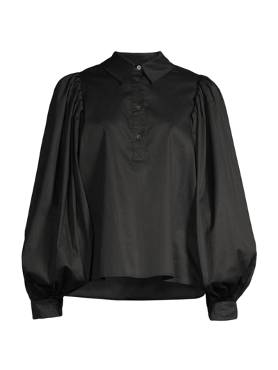 Shop Harshman Women's Lois Cotton Popover Shirt In Black