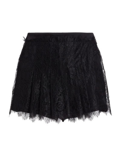 Shop Alberta Ferretti Women's Floral Lace Shorts In Black