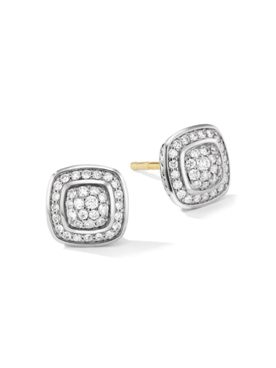 Shop David Yurman Women's Petite Albion Stud Earrings With Pavé Diamonds In Silver