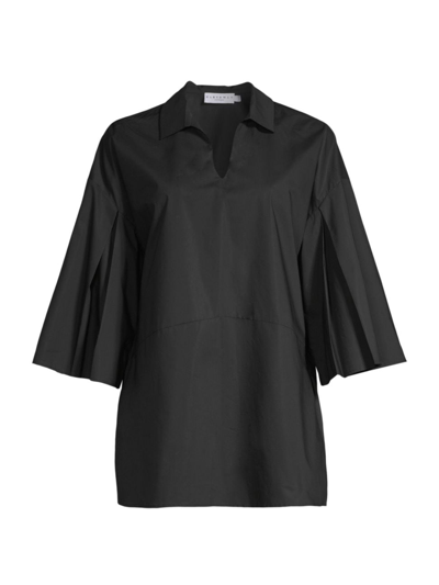 Shop Harshman Women's Maureen Pleated Cotton Tunic In Black