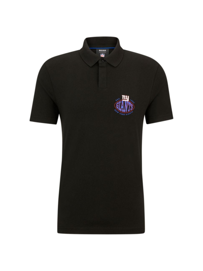 Shop Hugo Boss Men's Boss X Nfl Cotton-piqué Polo Shirt With Collaborative Branding In Giants Black