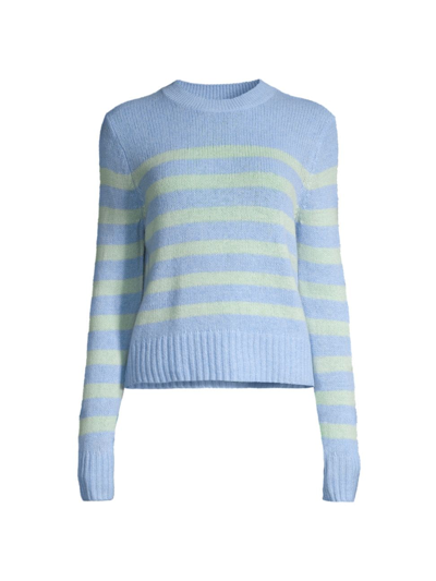 Shop White + Warren Women's Cashmere Featherweight Striped Sweater In Cornflower Multi