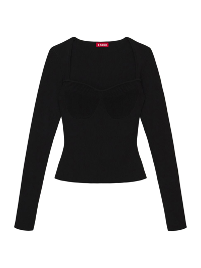 Shop Staud Women's Silhouette Long-sleeve Top In Black