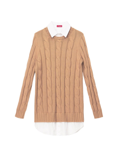 Shop Staud Women's Aldrin Cable-knit Layered Sweater Dress In Camel White