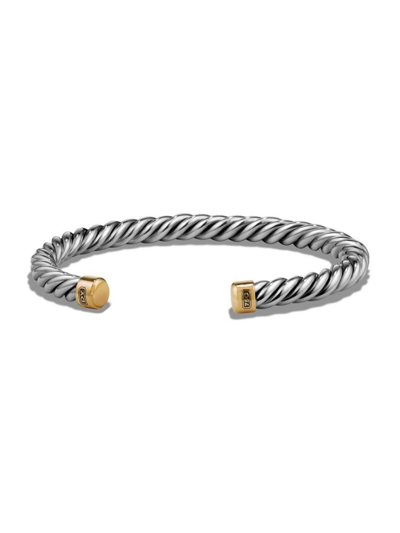 Shop David Yurman Men's Cable Cuff Bracelet In Sterling Silver With 18k Yellow Gold
