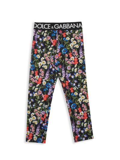 Shop Dolce & Gabbana Little Girl's & Girl's Fiori Logo Leggings In Floral Multi