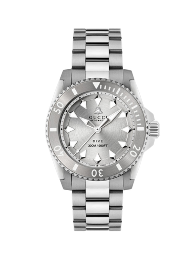 Shop Gucci Men's  Dive Steel Bracelet Watch/40mm In Silver Steel