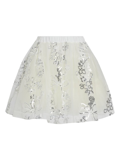 Shop Simone Rocha Women's Sequin Embroidered Tutu Miniskirt In Ivory White Silver