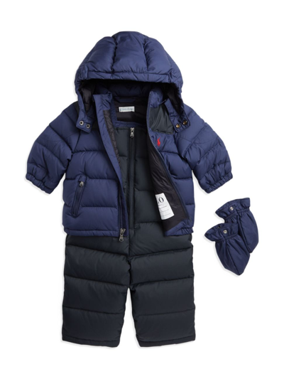Shop Polo Ralph Lauren Baby Boy's Down Snowsuit In Newport Navy Polo Black