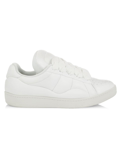 Shop Lanvin Men's Curb Low-top Sneakers In White