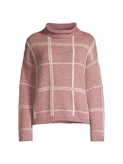 Shop Rosso35 Women's Check Alpaca-blend Sweater In Powder Pink
