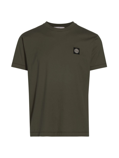 Shop Stone Island Men's Logo Cotton T-shirt In Olive