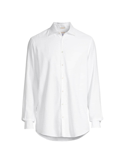Shop Massimo Alba Men's Genova Solid Woven Shirt In Bianco