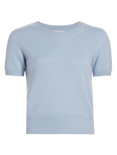 Shop Naadam Women's Cashmere Short-sleeve Cropped Sweater In Powder Blue