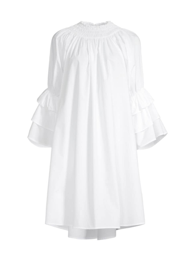 Shop Harshman Women's Daphne Bell-sleeve Cotton Dress In White Poplin