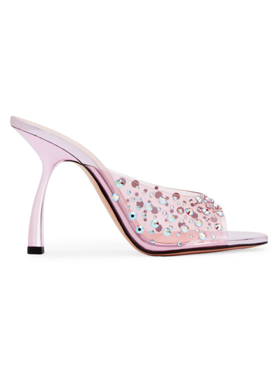 Shop Piferi Women's Tiana 100mm Embellished Mules In Pink Iridescent