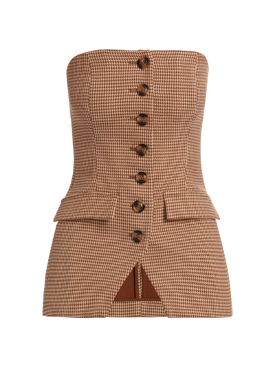 Shop Favorite Daughter Women's Phoebe Houndstooth Bustier In Toffee Houndstooth