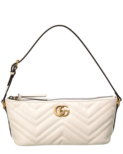 Shop Gucci Gg Marmont Leather Shoulder Bag In White