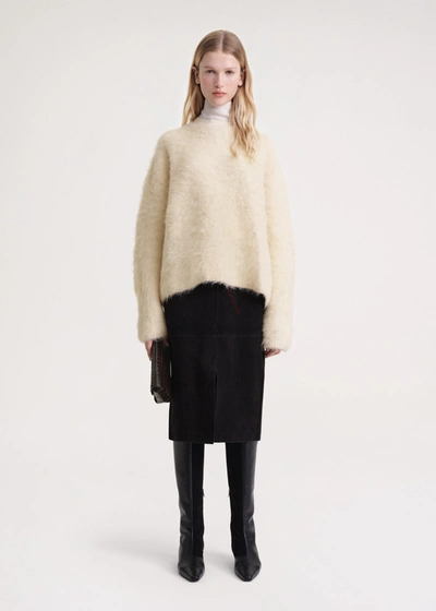 Totême Alpaca Knit Draped Scarf Sweater In Stone