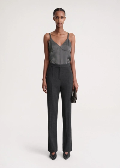 Shop Totême Slim Crepe Suit Trousers Charcoal Mélange In Charcoal Melange