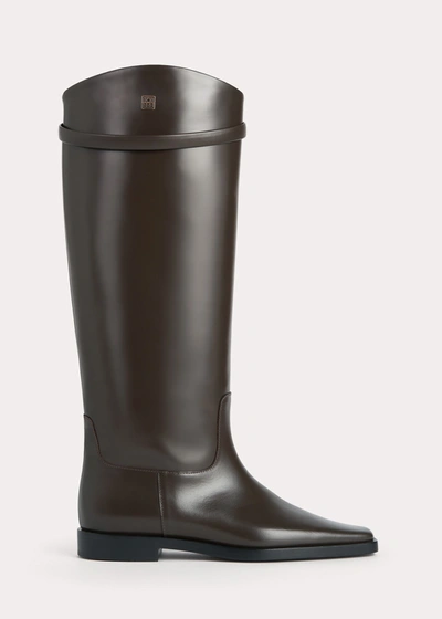 Totême Leather Riding Boots Coffee In Coffee