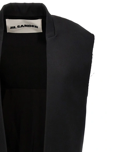 Shop Jil Sander Two-material Long Vest Gilet Black