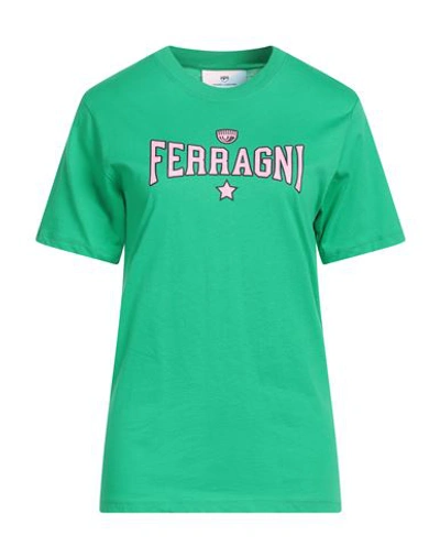 Shop Chiara Ferragni Woman T-shirt Light Green Size Xs Cotton
