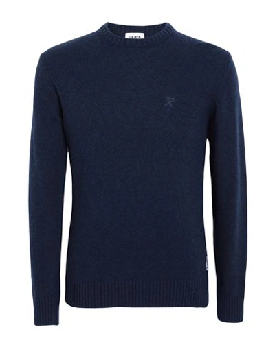 Shop Berna Man Sweater Midnight Blue Size Xl Wool, Nylon