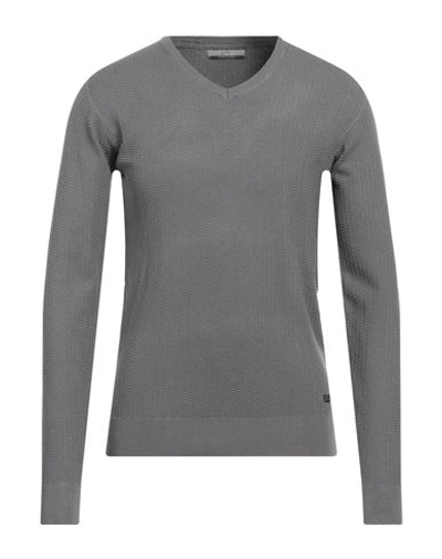 Shop Yes Zee By Essenza Man Sweater Lead Size 3xl Viscose, Nylon In Grey