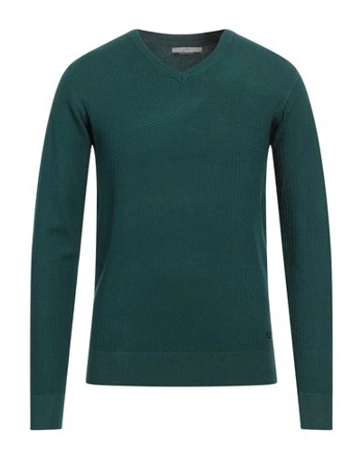 Shop Yes Zee By Essenza Man Sweater Deep Jade Size 3xl Viscose, Nylon In Green
