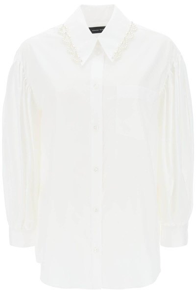 Shop Simone Rocha Puff Sleeve Shirt With Embellishment In White
