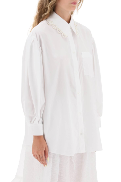 Shop Simone Rocha Puff Sleeve Shirt With Embellishment In White