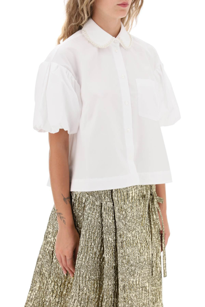 Shop Simone Rocha Puff Sleeve Boxy Shirt In White