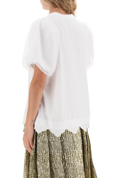 Shop Simone Rocha Puff Sleeve A-line T-shirt In White