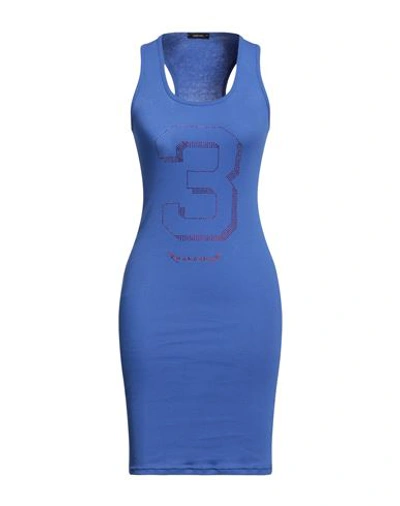 Shop Mangano Woman Mini Dress Slate Blue Size 8 Cotton