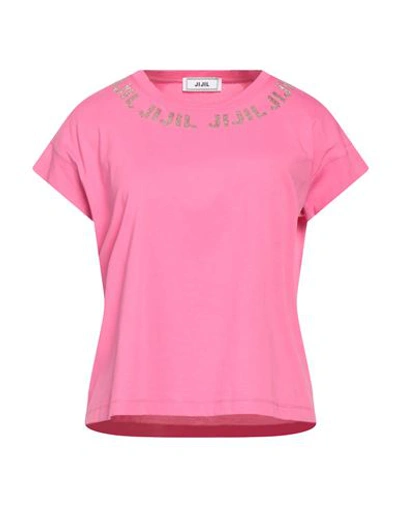 Shop Jijil Woman T-shirt Fuchsia Size 8 Cotton In Pink