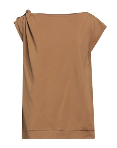 Shop Alpha Studio Woman T-shirt Khaki Size 8 Cotton, Elastane In Beige