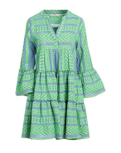 Devotion Twins Woman Short Dress Blue Size S Cotton, Pes - Polyethersulfone In Blue