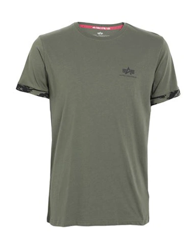 Shop Alpha Industries Man T-shirt Military Green Size Xxl Cotton
