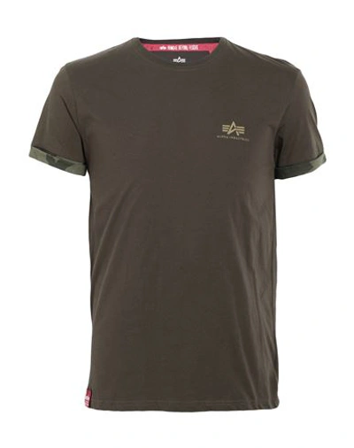 Shop Alpha Industries Man T-shirt Dark Green Size Xxxl Cotton