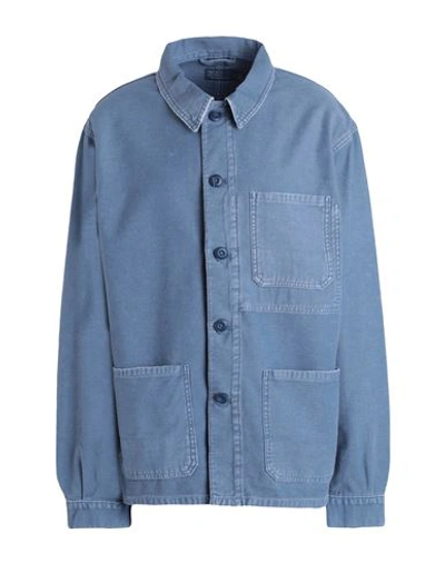 Shop Polo Ralph Lauren Cotton Chore Jacket Woman Shirt Slate Blue Size L Cotton